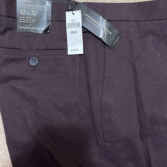 Banana Republic | Pants | Bnwt Banana Republic Noniron Slim Fit 32x32  Maroon Performance Wear Durable | Poshmark